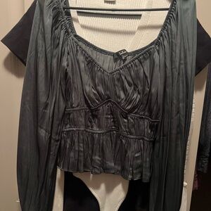 Lush Green Pleated Blouse